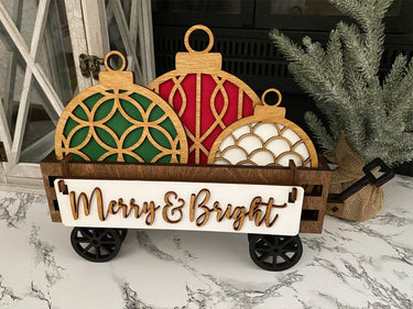 Wagon Shelf Sitter, Christmas Decor, Christmas Wagon Decor, Rustic Decor, Mantel Decor, Interchangeable Decor, Wagon Decor